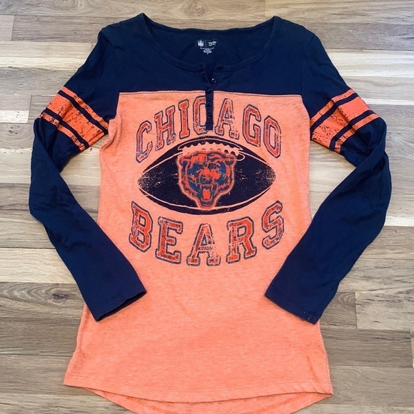 NFL Tops - NFL Team Apparel Chicago Bears Long Sleeve T-Shirt Orange & Blue Women’s M